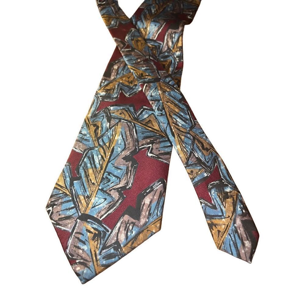 Christian Dior Monsieur Red And Blur Abstract Handmade Neck Tie